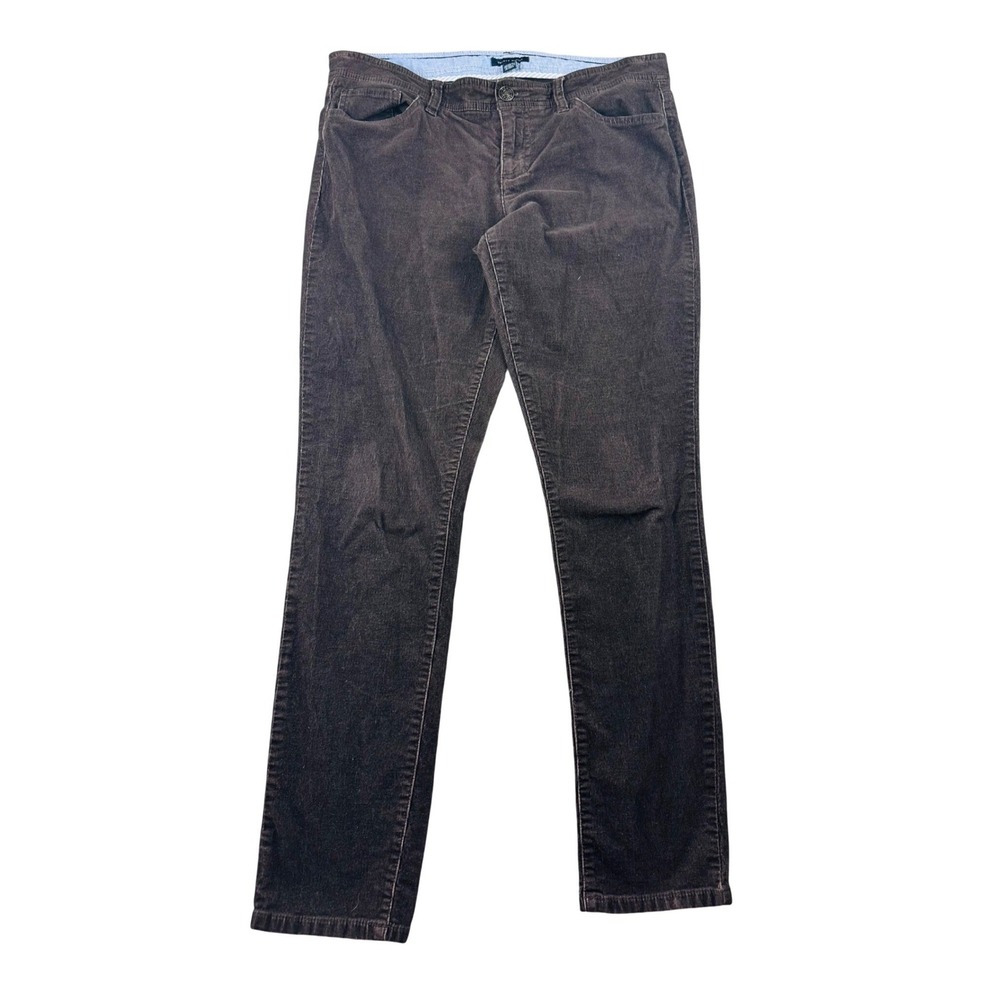 Tommy Hilfiger Corduroy Jeans Women 10 Brown Straight Leg Stretch Mid Rise Prep‎